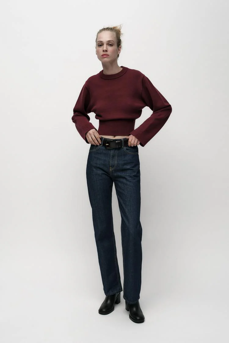 Cropped Knit Sweater with Wide Sleeves - Image 14