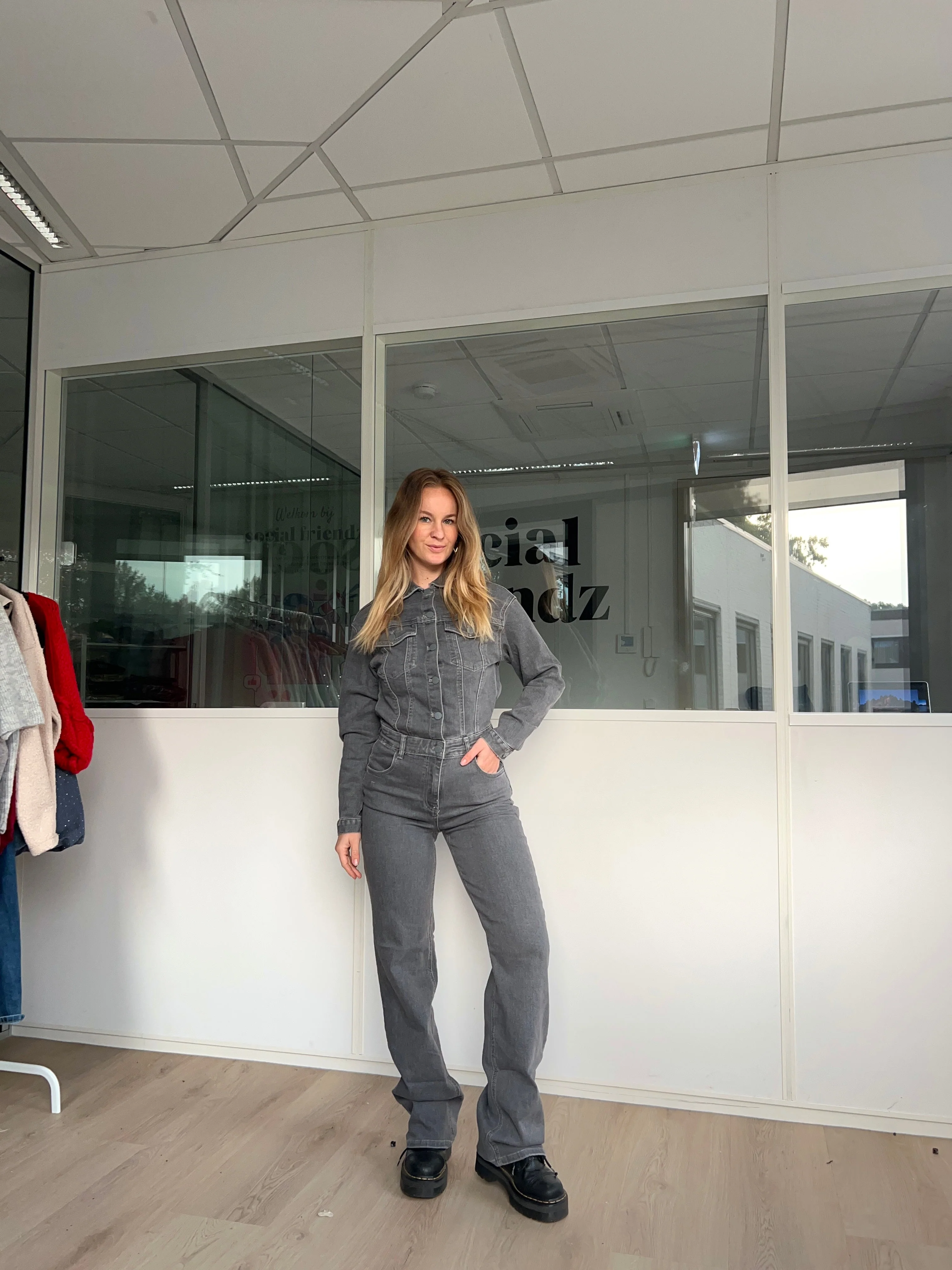 Denim Jumpsuit Stretch Grey - Image 8