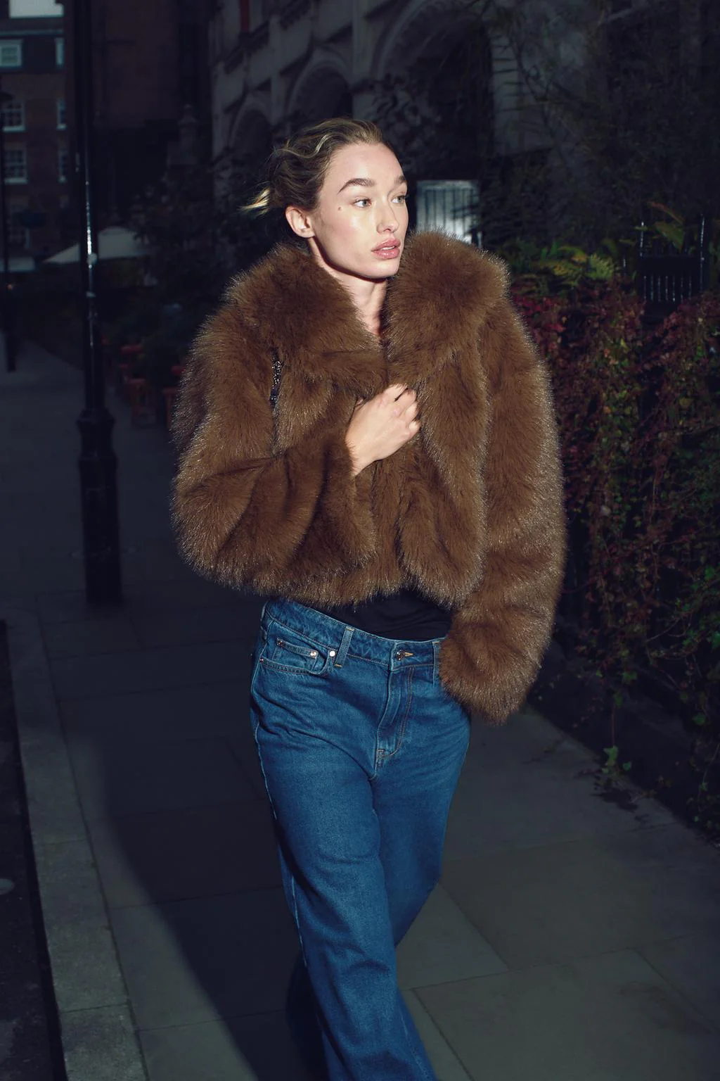 Faux Fur Cropped Jacket - Image 3