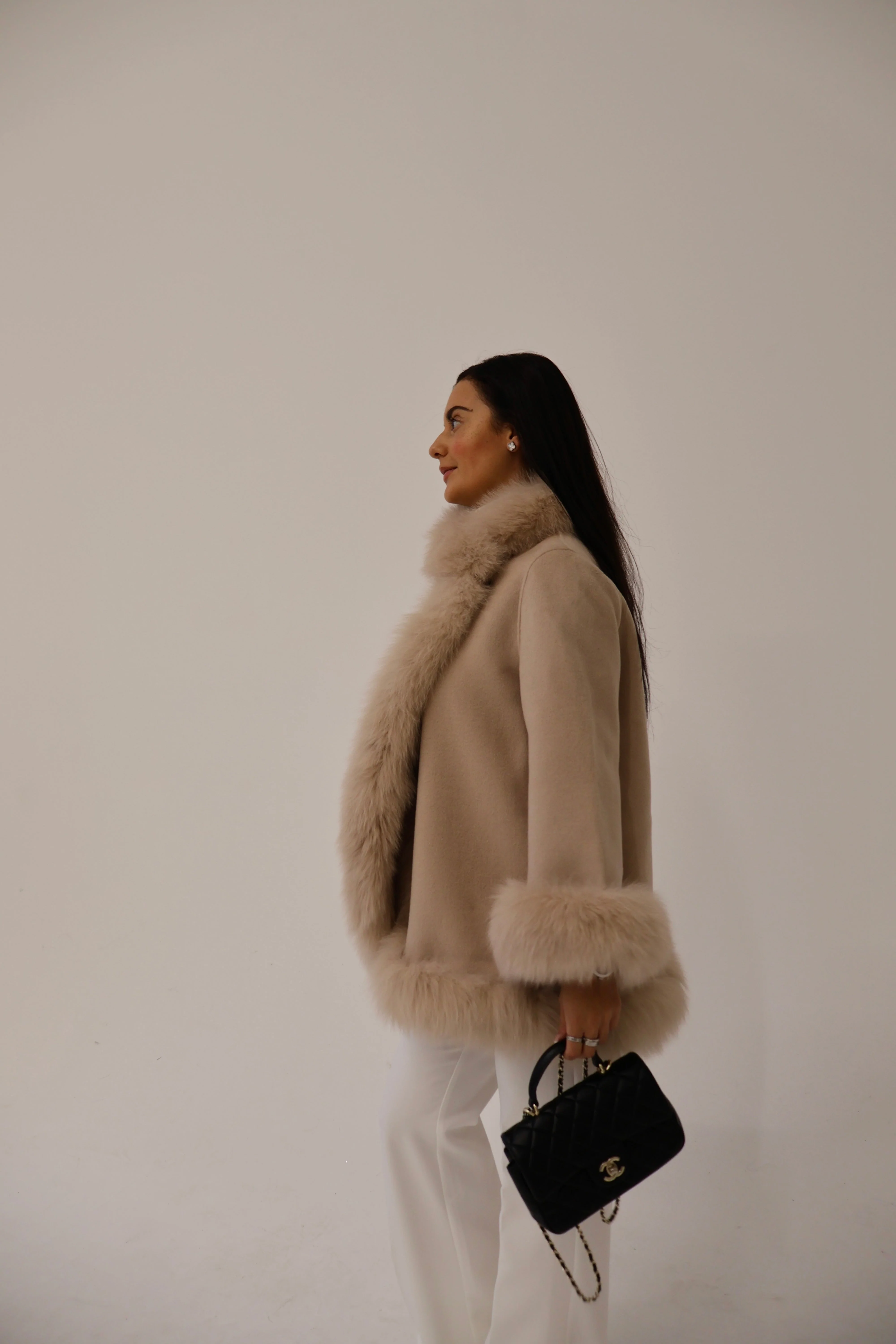 Fur Collar & Cuffs Cashmere Coat - Image 3