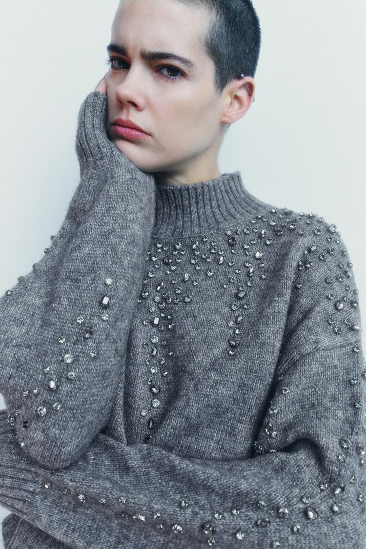 JEWEL BEADED KNIT SWEATER - Image 4