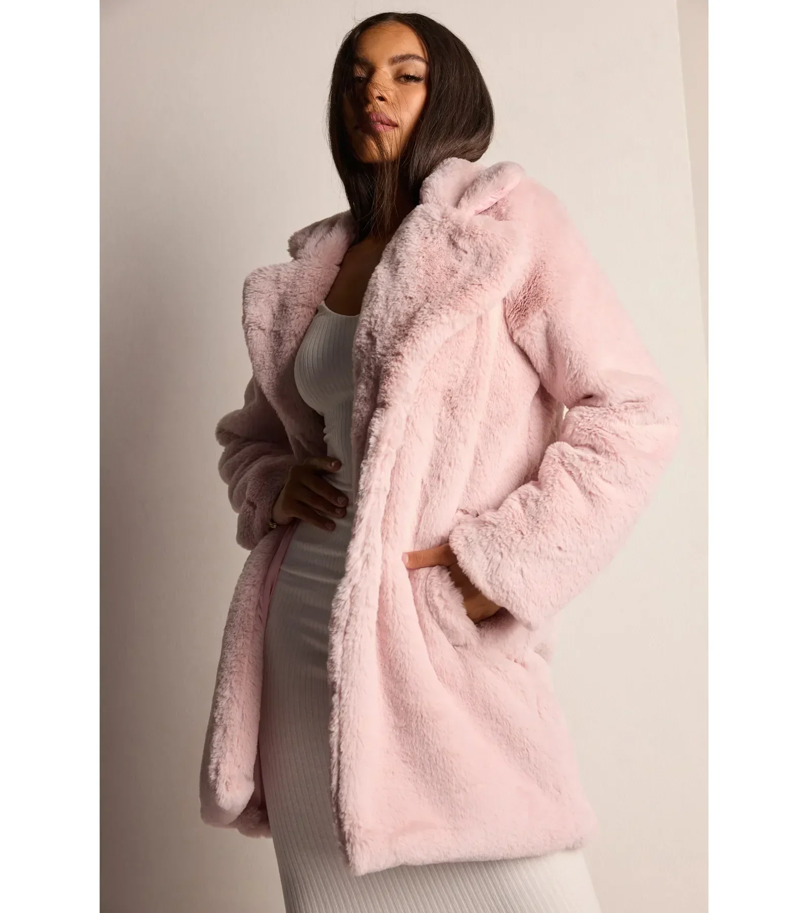 Luxe Layer Faux Fur Trench Coat - Image 9